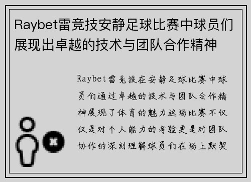 Raybet雷竞技安静足球比赛中球员们展现出卓越的技术与团队合作精神
