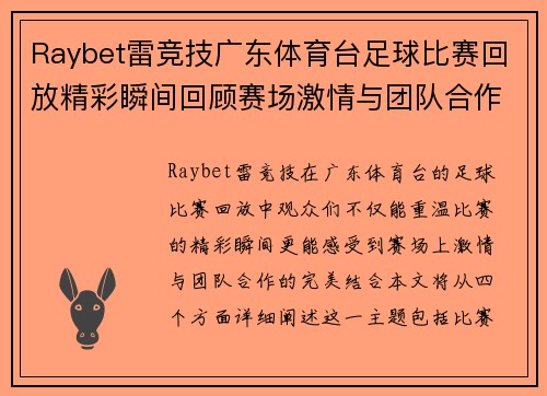 Raybet雷竞技广东体育台足球比赛回放精彩瞬间回顾赛场激情与团队合作的完美结合